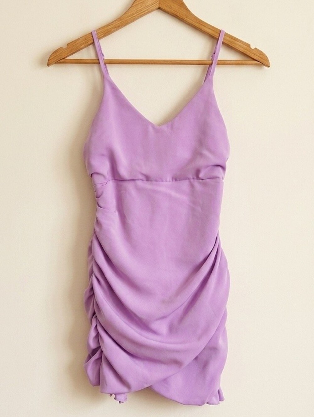 Hello Molly Lilac Ruched Ruffle Mini Dress - Size Small - Picture 3 of 5